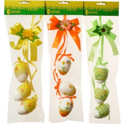 Dekorace závěsná s vajíčky x 3 ks, mašlí, výška 35 cm 380262 3M – Zboží Mobilmania