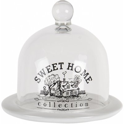 Clayre & Eef Skleněný poklop Sweet Home s bílou miskou 13 cm – Hledejceny.cz