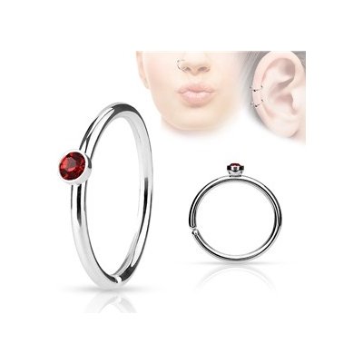 Šperky4U piercing do nosu ucha kruh s červeným kamínkem N01161-R