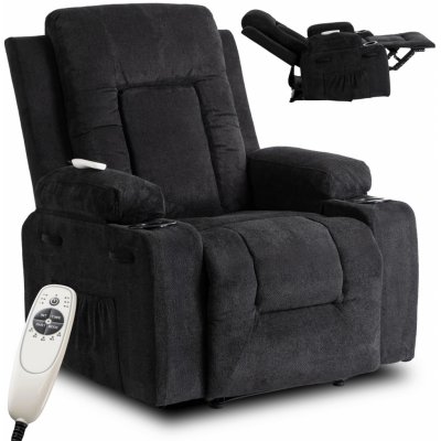 JAKS Masážní křeslo manšestr Box 2 černé – Zboží Dáma