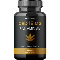 MOVIT ENERGY Konopný olej 15 mg CBD + vitamin B12 90 kapslí