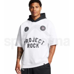 Under Armour Project Rock Icon Fleece SS Hoodie Badge Of Honor 1386886-100 white