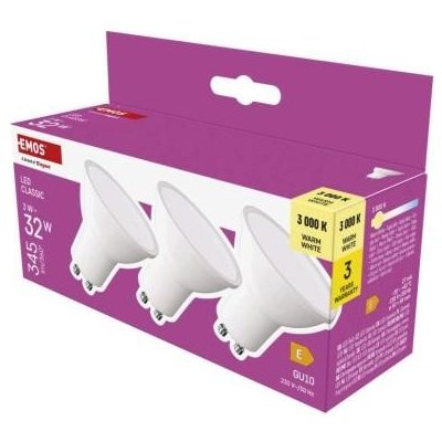 Emos LED žárovka Classic MR16 GU10 3 W 32 W 345 lm teplá bílá ZQ8E12.3 – Hledejceny.cz