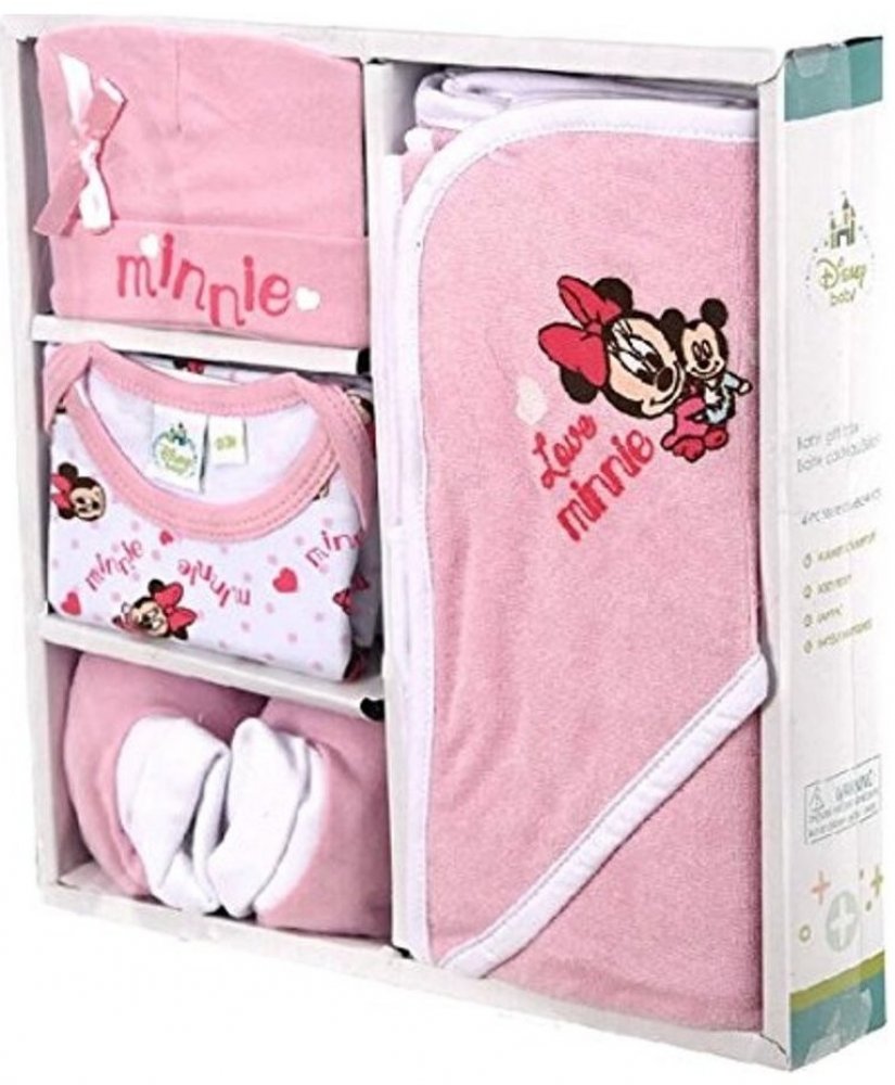 Disney Minnie Mouse dívčí růžový kojenecký set body + čepice + boty +  ručník | Srovnanicen.cz