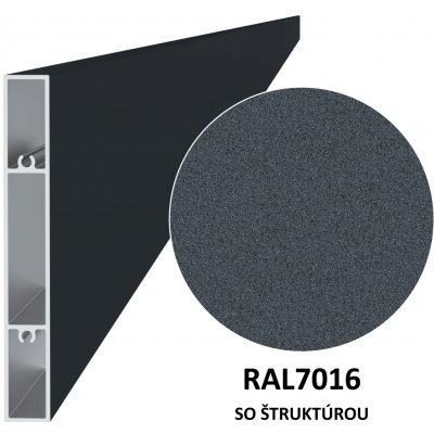 Al profil 120 x 16 x 6000 mm, lak se strukturou RAL 7016 – Zboží Mobilmania