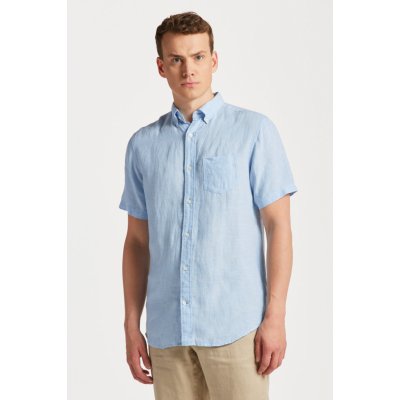 Gant košile reg linen SS modrá