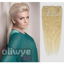 Vlasy clip in on remy 60 platinová blond 60cm