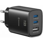 Swissten Síťový Adaptér Edge GaN 2x USB-C PD 65W + 1x USB-A 18W QC Černý | Zboží Auto