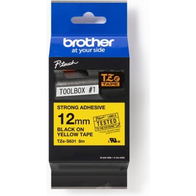 Brother TZE-S631, černý tisk žlutý podklad, 8m, 12mm – Hledejceny.cz