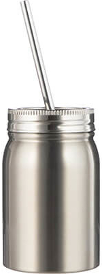 Mason Jar Termohrnek 500 ml s brčkem stříbrný sublimace termotransfer
