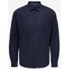 Pánská Košile Only & Sons Caiden pánská košile s příměsí lnu tmavě modrá