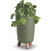 Květináč a truhlík botle Květináč s nožičkami Hoh Tube Planter 24 cm Plastové matné zelené květináče Money Tree Kaktusy Gumovník Lucky Feather