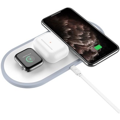 Hoco Bezdrátová nabíječka pro iPhone, Apple Watch a AirPods - Hoco, CW24 Wireless 3in1 Charger – Zboží Živě