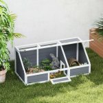 PawHut dřevěný domek pro želvy světle šedý 120 x 55 x 50 cm – Zboží Dáma