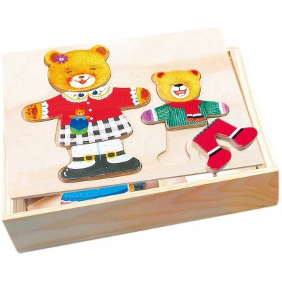 Bino Puzzle šatní skříň - medvědice a medvídek