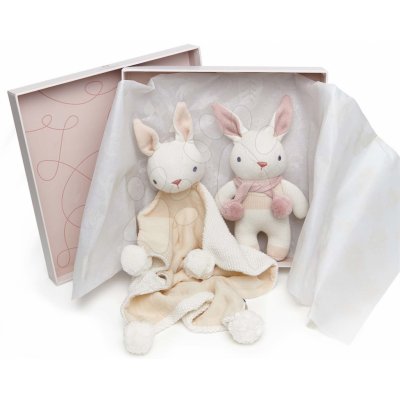 ThreadBear panenky pletené zajíčci Baby Threads Cream Bunny Gift set krémové z jemné měkké bavlny v dárkovém balení – Zboží Mobilmania