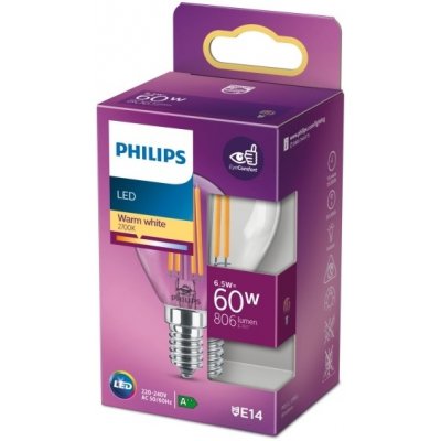Philips LED kapka filament E14 60W 2700K 7W filament – Hledejceny.cz