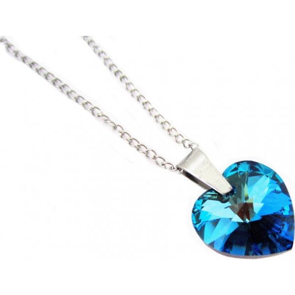 SperkySW.eu jewelry Náhrdelník chirurgická ocel Swarovski srdce bermuda  blue HY01 NA353 od 399 Kč - Heureka.cz