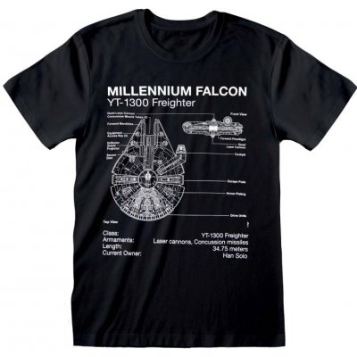 Star Wars Millenium Falcon Sketch černé tričko unisex