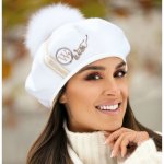 Krumlovanka Dámský baret s bambulí W-0426/000 bílý – Zboží Mobilmania