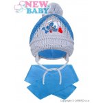 New Baby zimní dětská čepice se šálou pejsek světle modrá – Zboží Mobilmania