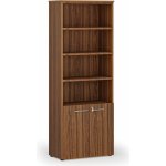 Primo Kombinovaná kancelářská skříň WOOD, dveře na 2 patra, 2128 x 800 x 420 mm, ořech – Hledejceny.cz