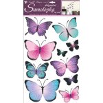 Anděl Samolepky na zeď motýli modrofialoví s glitry 50 x 32 cm – Zboží Mobilmania