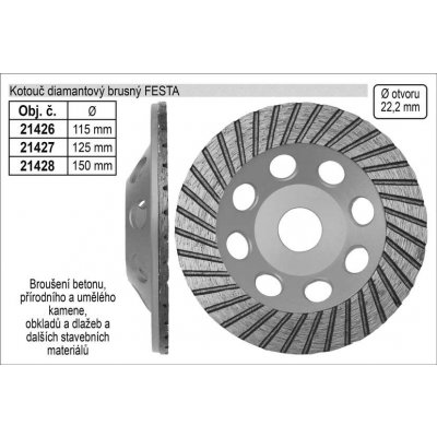 Festa Levior Kotouč diamantový brusný 115 x 22,2 mm 21426 – Zboží Dáma