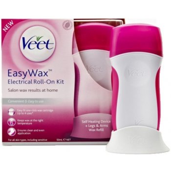 Veet EasyWax ohřívač vosku + vosková náplň 50 ml + depilační pásky 12 ks + Perfect Finish jemné čisticí ubrousky 4 ks + stojan dárková sada