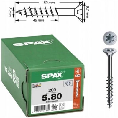 Šrouby do dřeva Spax 0191010500805 5x80 mm 200 kusů – Hledejceny.cz