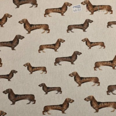 Dekorační látka s jezevčíky, digitální tisk – Sleviste.cz