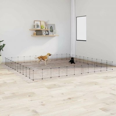 vidaXL Ohrádka pro králíky 44 panelů s dvířky černá 35 × 35 cm ocel 9799.3114022 – Zboží Mobilmania
