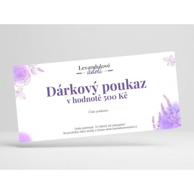 BIO Levandule Chodouňská Dárkový poukaz v hodnotě 500 Kč Dárkový poukaz: PDF elektronická verze poukazu – Zboží Dáma