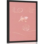 Plakát kočička s klubíčkem a nápisem Love - 40x60 no frame – Zbozi.Blesk.cz