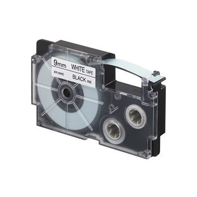 Casio XR-9WE1, 9mm x 8m, černý tisk/bílý podklad, originální páska – Zboží Mobilmania