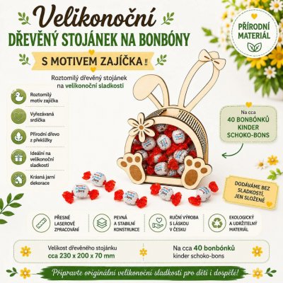 Velikonoční dřevěný stojánek na bonbóny zajíček 230 × 200 × 70 mm – Hledejceny.cz