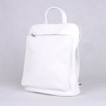 Bílý malý/střední kožený batoh/crossbody kabelka no. 210