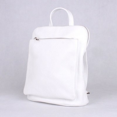 Bílý malý/střední kožený batoh/crossbody kabelka no. 210 – Zboží Mobilmania