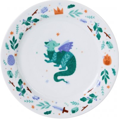 Bella Rose Dětský porcelánový talíř Drak 19 cm, zelená barva, porcelán – Sleviste.cz