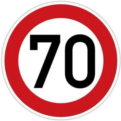 Dopravní Značka B20a - 2.třída Nejvyšší dovolená rychlost Rychlost: 70km/h – Zboží Mobilmania