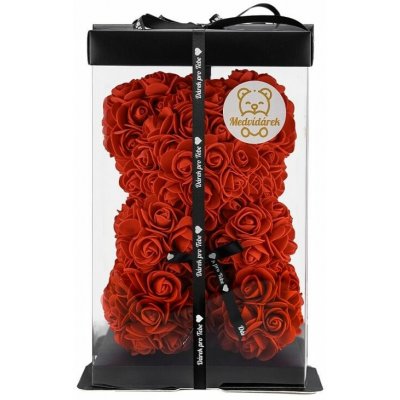 Medvídárek Classic medvídek z růží 25cm dárkově balený - světle červený – Zboží Dáma