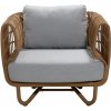 Zahradní židle a křeslo Cane-line Nízké křeslo Nest, 90x80x74 cm, rám hliník, výplet umělý ratan natural, sedáky venkovní látka Natté light grey