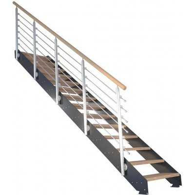 StarWood Kovové schody Kos 12 st. dub rustik olej. 87 cm design. zábradlí černá – Zboží Mobilmania