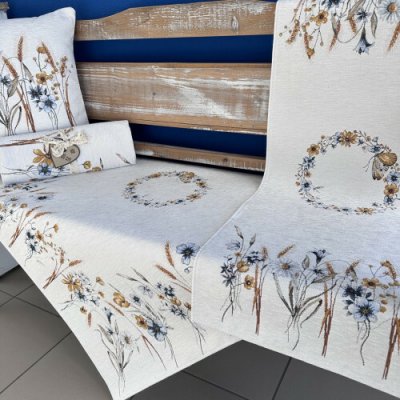 Tegatex Gobelínový ubrus chenille luční květy s klasy 100x100 cm – Zboží Dáma
