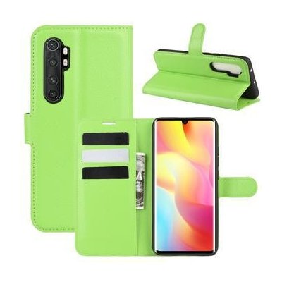 Pouzdro Litchi PU kožené peněženkové Xiaomi Mi Note 10 Lite - zelené