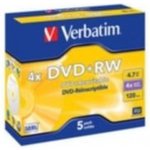 Verbatim DVD+RW 4,7GB 4x, jewel, 5ks (43229) – Zboží Živě