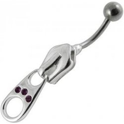 Šperky4U stříbrný piercing do pupíku zip BP01007-A