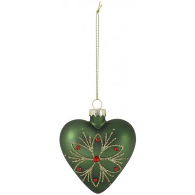 Chic Antique Vánoční skleněná ozdoba srdce s kamínky Chic Antique – 8,5*4*8 cm – Hledejceny.cz