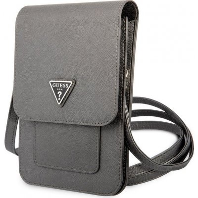 Pouzdro Guess Saffiano Triangle Logo Phone Bag Universal šedé – Zboží Mobilmania