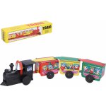 Vlak kovový 28cm natahovací na klíček mašinka + 3 vagony v krabici – Zboží Dáma